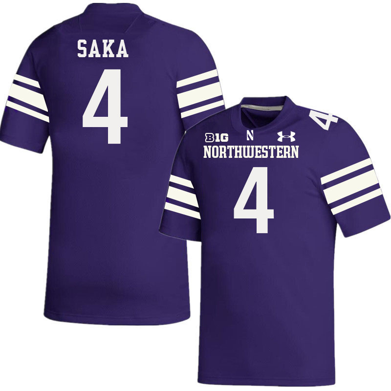 Northwestern Wildcats #4 Anto Saka College Football Jerseys Stitched-Purple